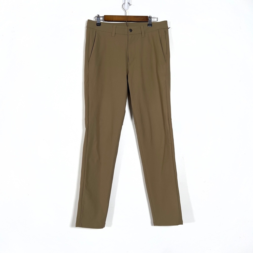 Lululemon Commission Slim-Fit Pants Men Sz 32x31 Tan Warpstreme Chino Trousers